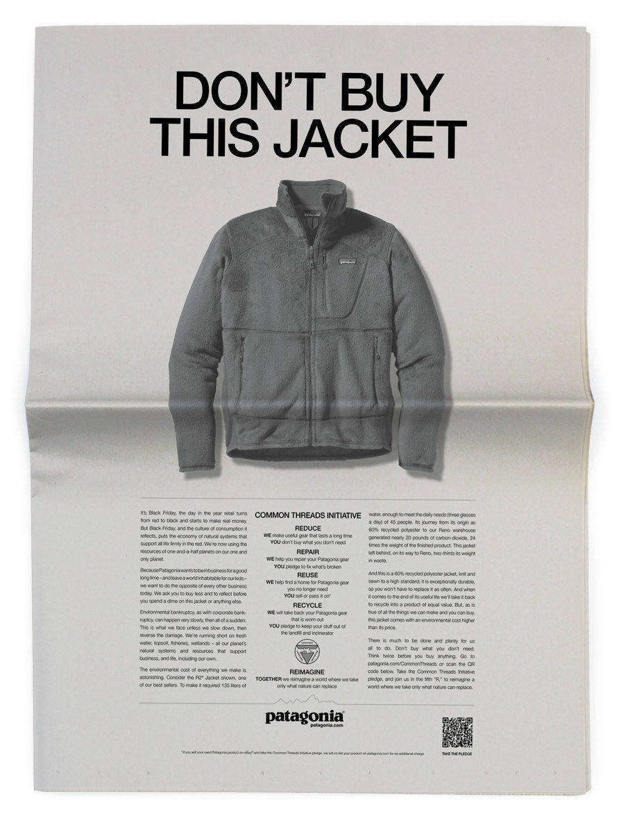 Die Anti-Black-Friday-Kampagne von Patagonia aus dem Jahr 2011 ist mittlerweile legendär.