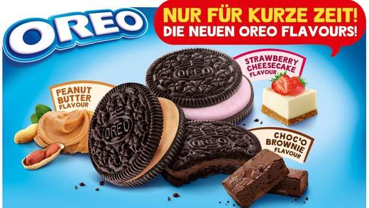 Peanut Butter, Choco'o Brownie, Strawberry Cheesecake: Oreo Limited Edition.