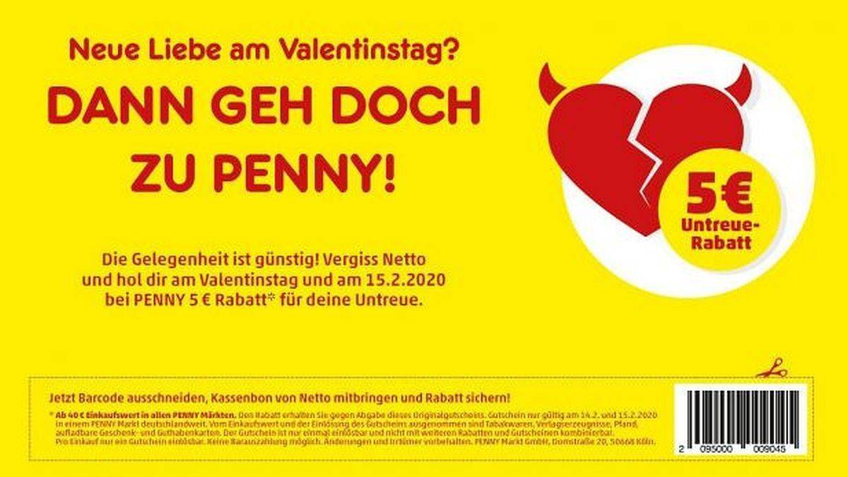 Pennys Untreueangebot in Richtung der Netto-Kunden.