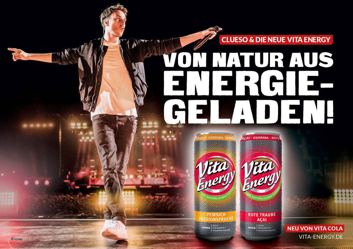Plakatmotiv von Vita-Energy mit Clueso