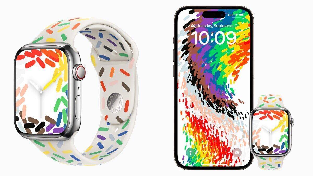 Stolz auf Pride: Apple veröffentlicht ein spezielles Watch-Armband plus Zifferblatt.