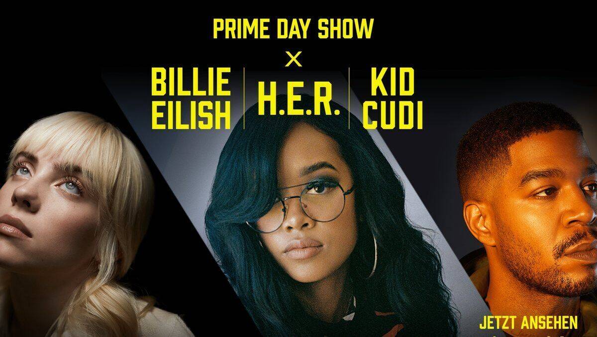 Hochkarätige Gäste, darunter Billie Eilish, schmücken die Prime Day Show.