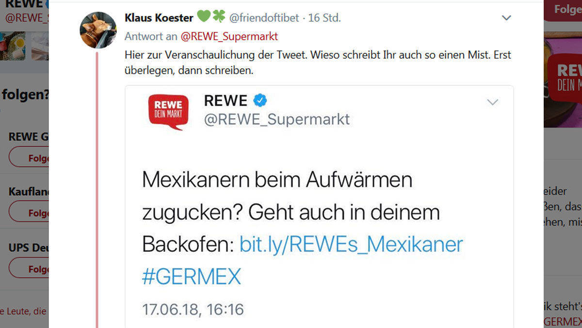 Im Netz geht nichts verloren: der gelöschte Tweet.