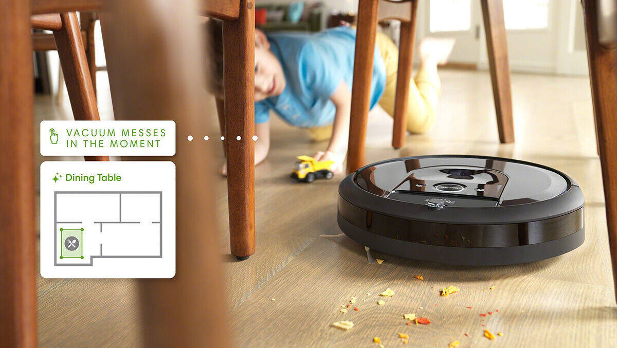 Schlauer saugen: Die aktualisierten Roombas machen nach dem Essen automatisch unter dem Tisch sauber.