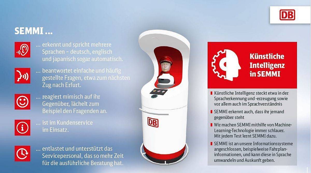 Die Deutsche Bahn setzt den Roboter Semmi mit künstlicher Intelligenz in Berlin ein