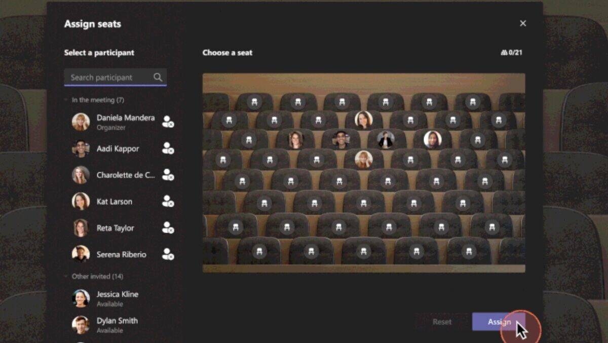 Neu bei Microsoft Teams: Das Integrieren von festen Sitzplätzen ist nun möglich.