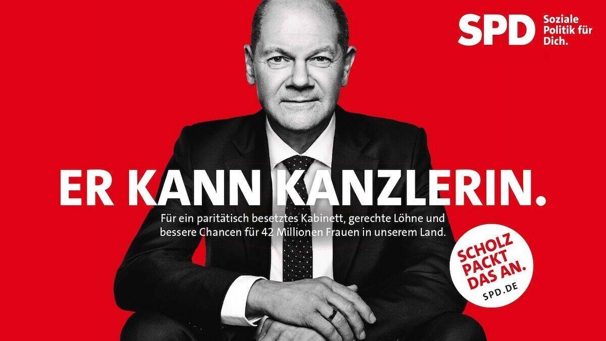 Die SPD-Kampagne im Vorfeld der Bundestagswahl in Deutschland 2021.