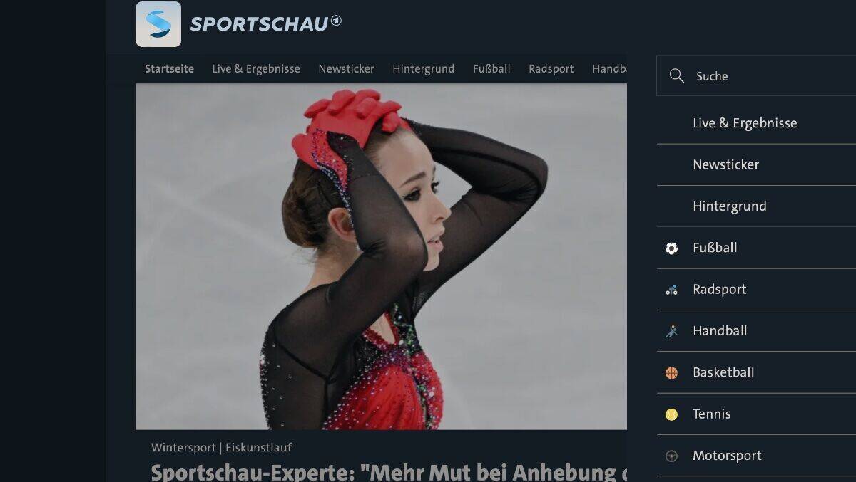 So sieht sportschau.de im dunklen Modus aus.