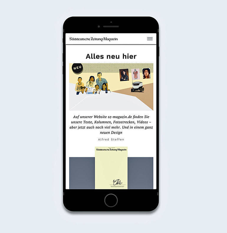Auch der zunehmend mobilen Nutzung von Inhalten trägt der neue Auftritt des SZ-Magazins Rechnung.