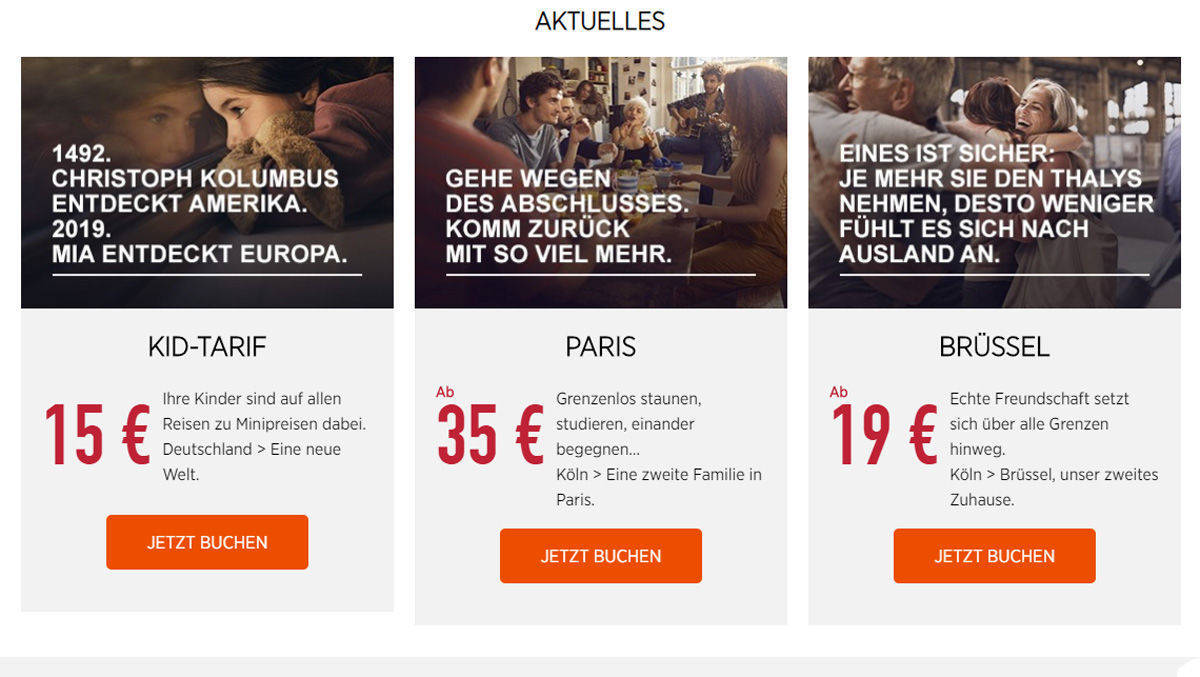 Thalys menschelt und wendet sich an Europäer und Entdecker: Website und Produkte.