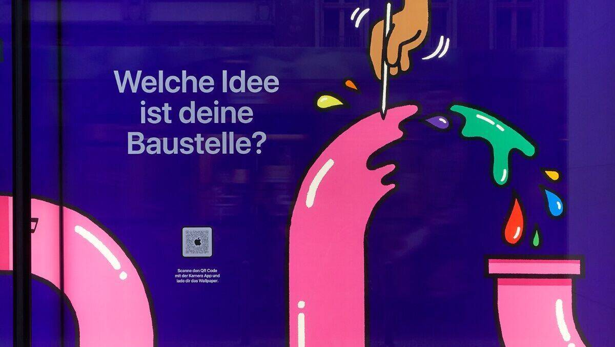 Baustelle als Inspiration: Apple animiert Käufer, bald wieder vorbeizuschauen.