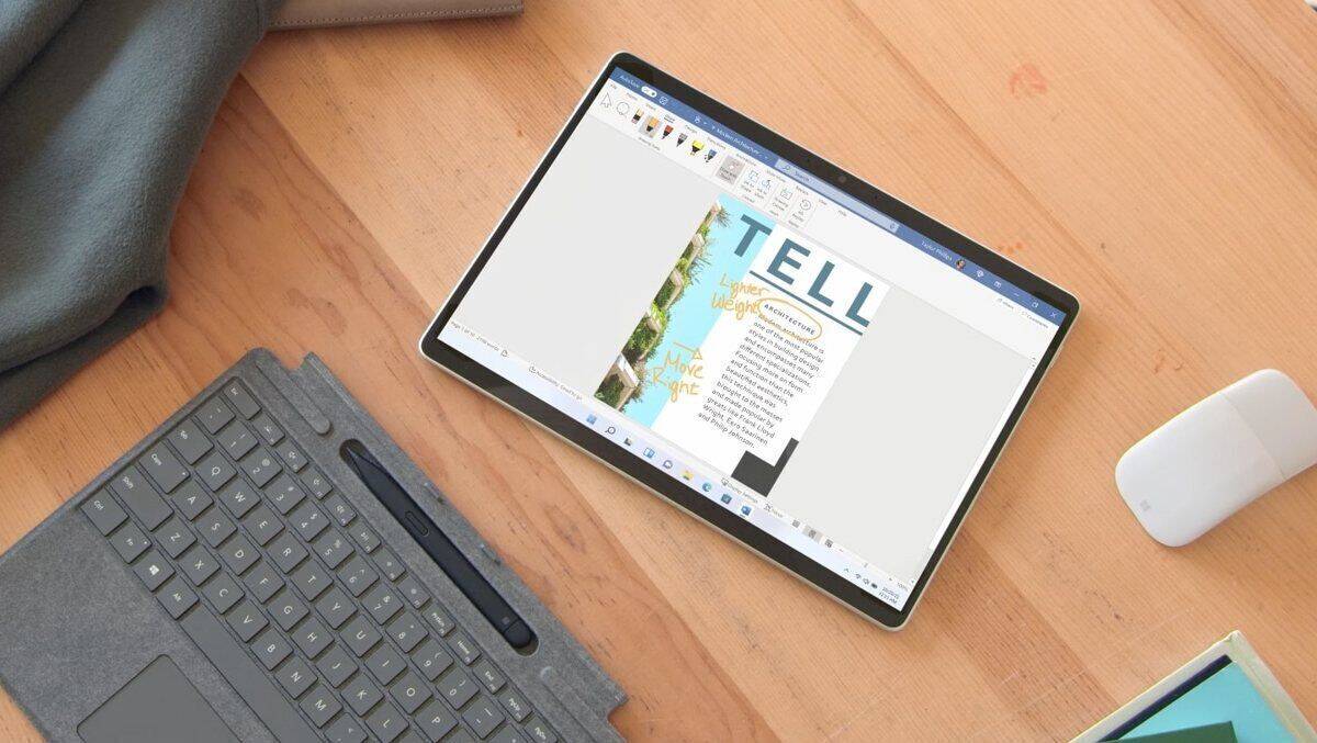 Wird der Bildschirm des Surface abgenommen, arbeitet der User am Tablet.