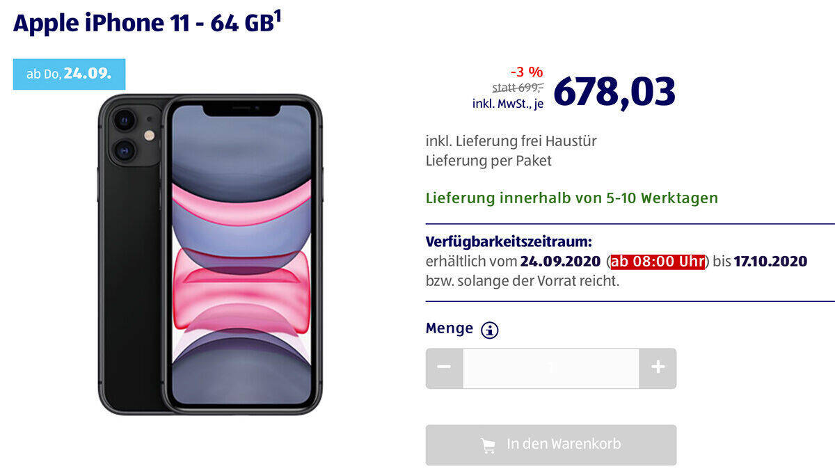 Ab Donnerstag bei Aldi: iPhone 11 zum Discount-Preis.