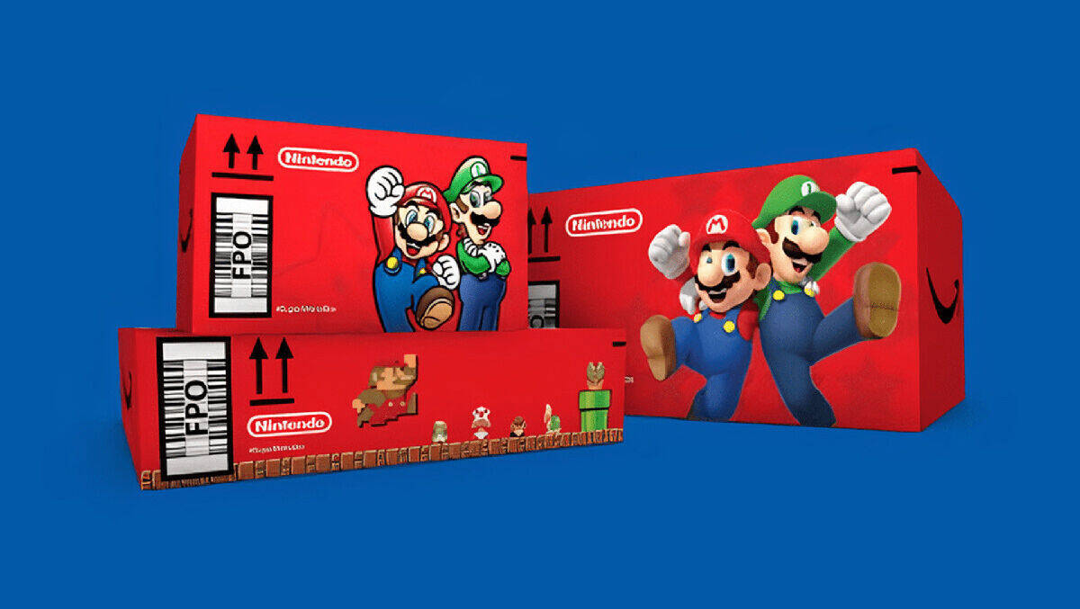 Von Pappe: Solche Super-Mario-Kartons verschickt Amazon jetzt in den USA.