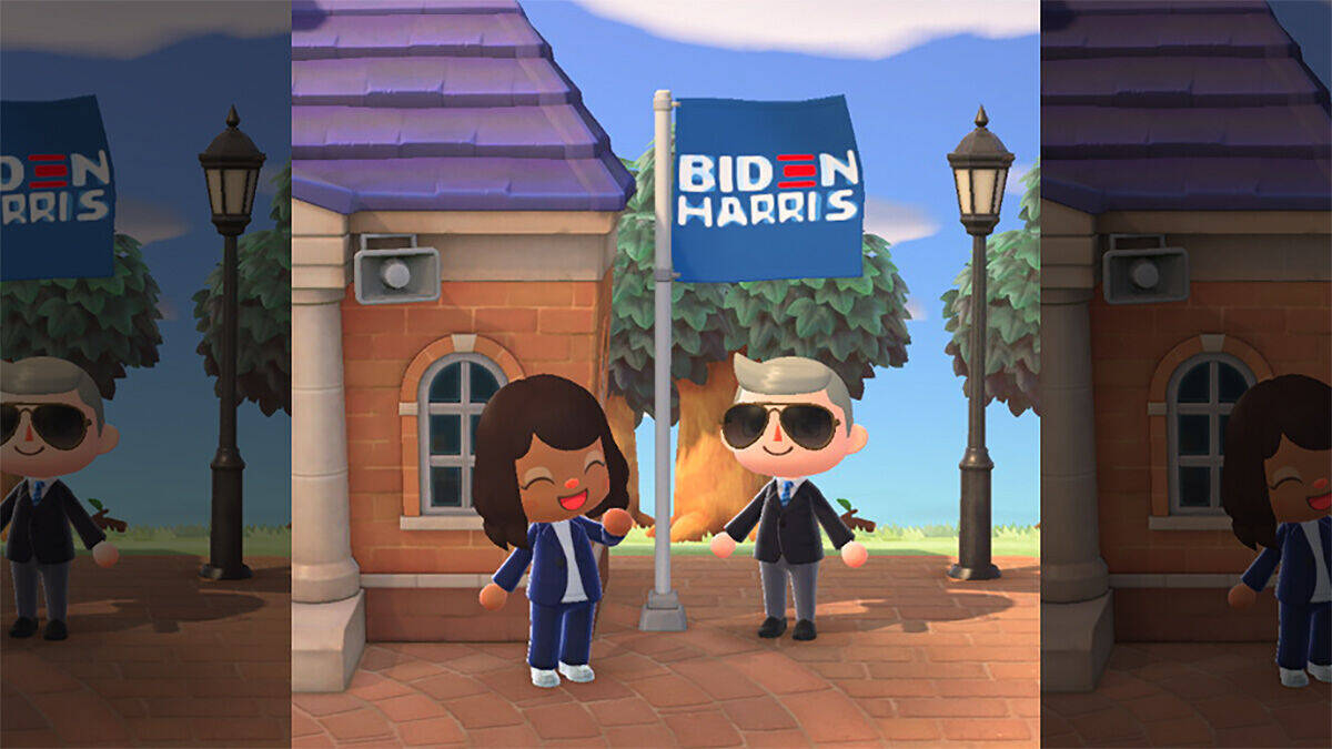 Hoffen auf den Switch im November: Joe Biden und Kamala Harris in "Animal Crossing".