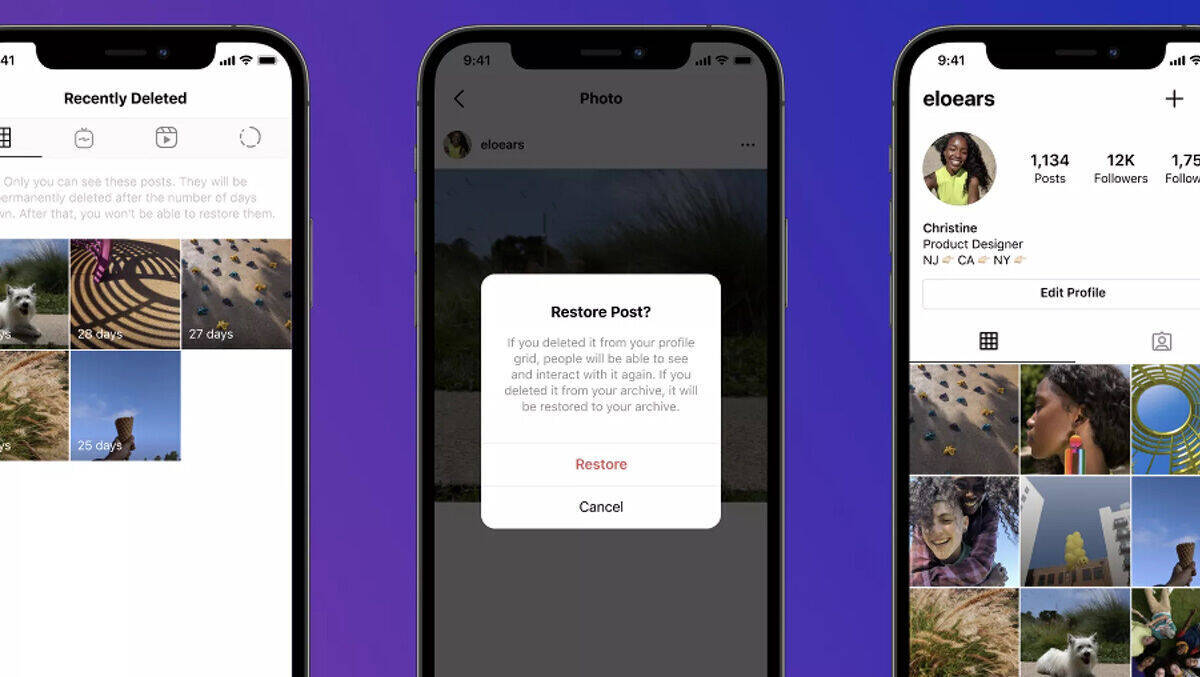Zurück aus dem Papierkorb – das klappt jetzt mit Instagram-Beiträgen.