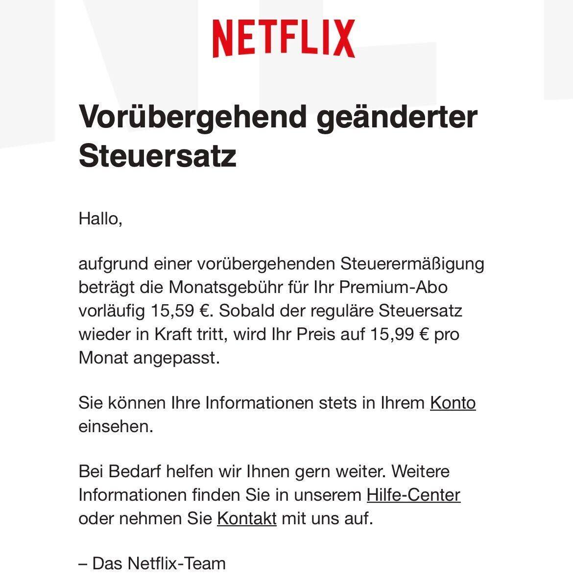 So informiert Netflix seine Kunden über gesunkene Abo-Preise.