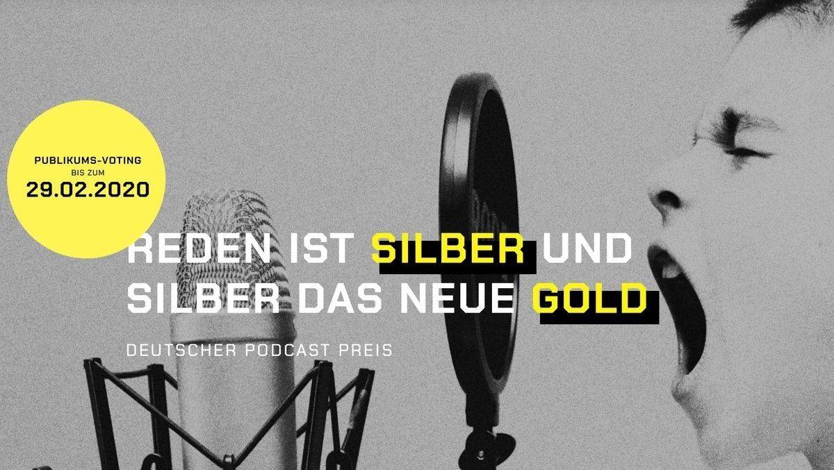 Mit diesem Logo wird fürs Publikums-Voting des 1. deutschen Podcast-Preises geworben.