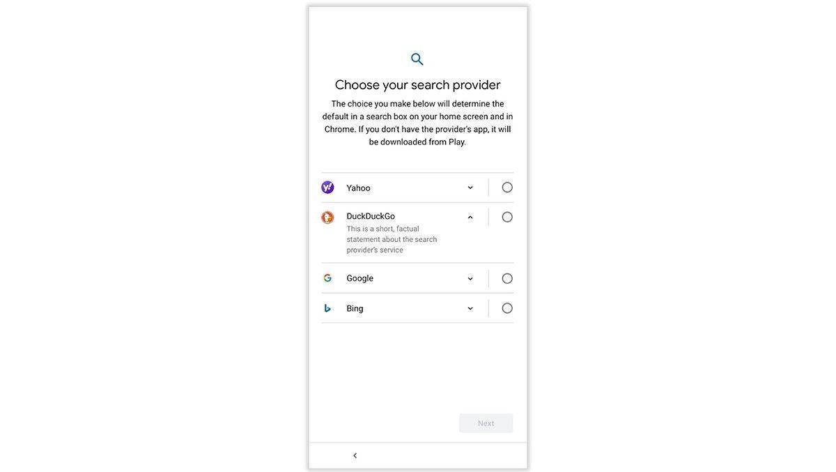Welche Suche hätten’s denn gern? Google muss Android-Nutzern künftig in einem "Choice Screen" Alternativen anzeigen.