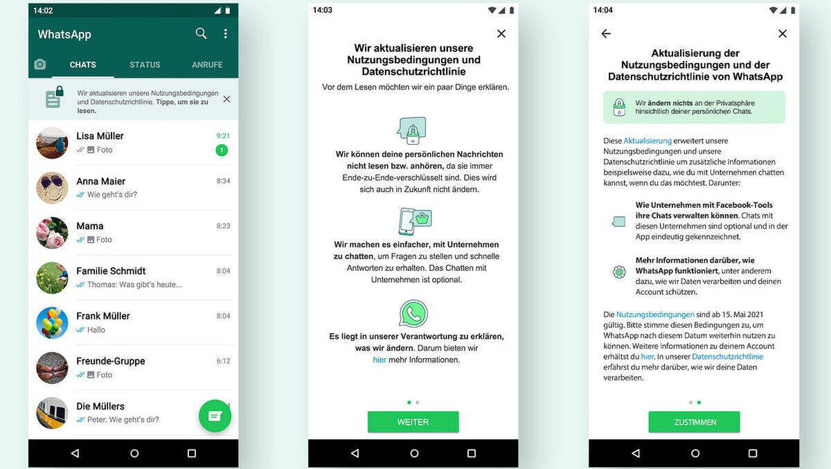 AGB-Verweigerer können ab 15. Mai bei WhatsApp nicht mehr schreiben und lesen.