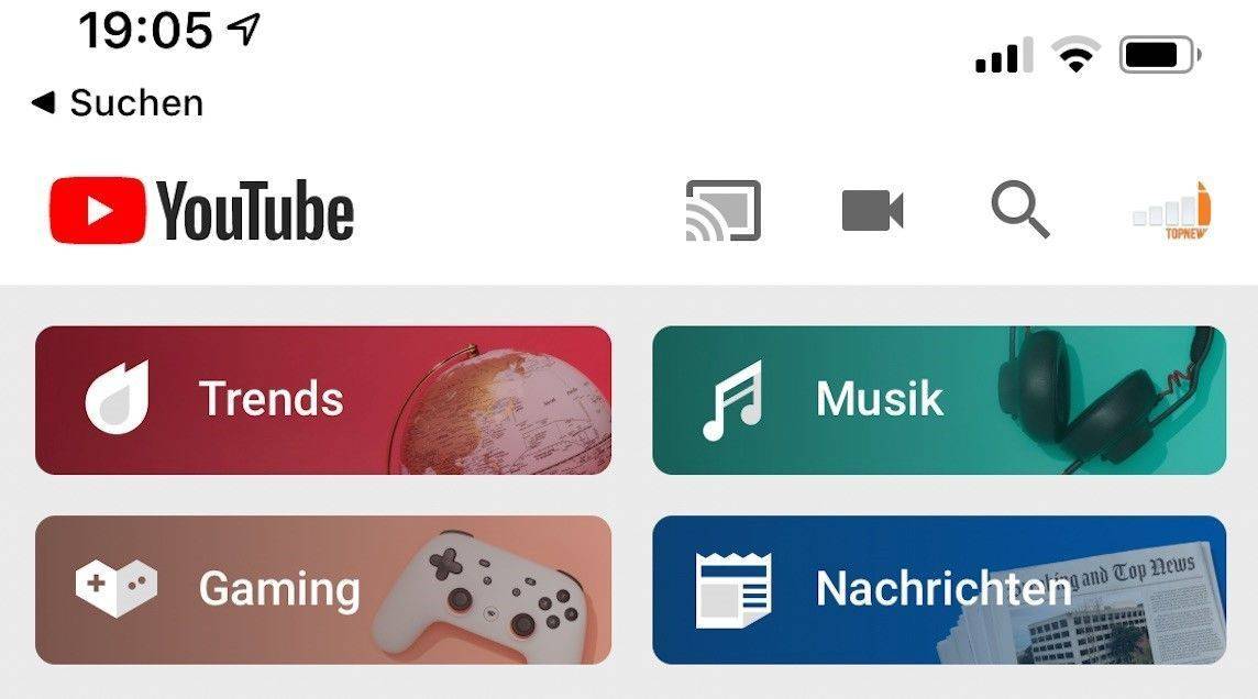 Ein Blick auf die neue Ansicht nach dem Klick auf das „Entdecken“-Tab.