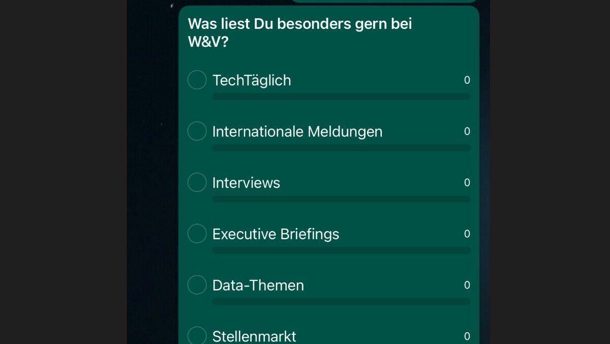 So sieht eine Umfrage dann direkt in WhatsApp aus.