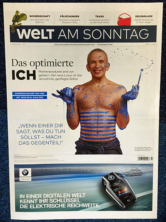 Eine "WamS" mit und von Gaultier liegt am Sonntag im Handel (Foto: Axel Springer).