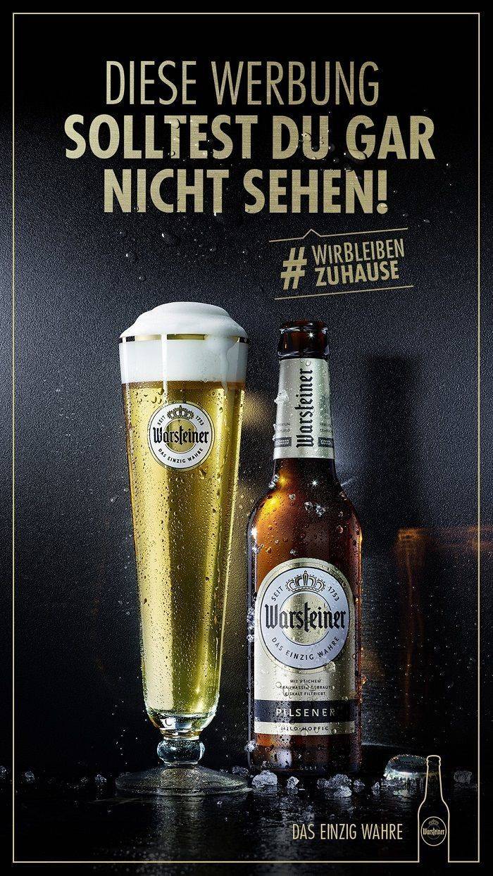 Warsteiner wirbt in Corona-Zeiten mit dem Slogan "Werbung, die Du gar nicht sehen solltest!"