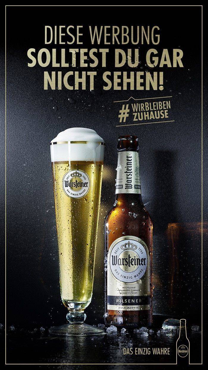 Warsteiner wirbt in Corona-Zeiten mit dem Slogan "Werbung, die Du gar nicht sehen solltest!"