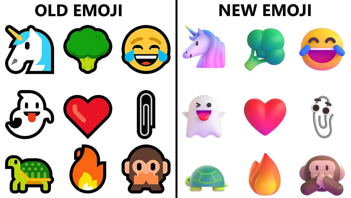 Alt vs. neu, die Emoji-Generationen im Vergleich.