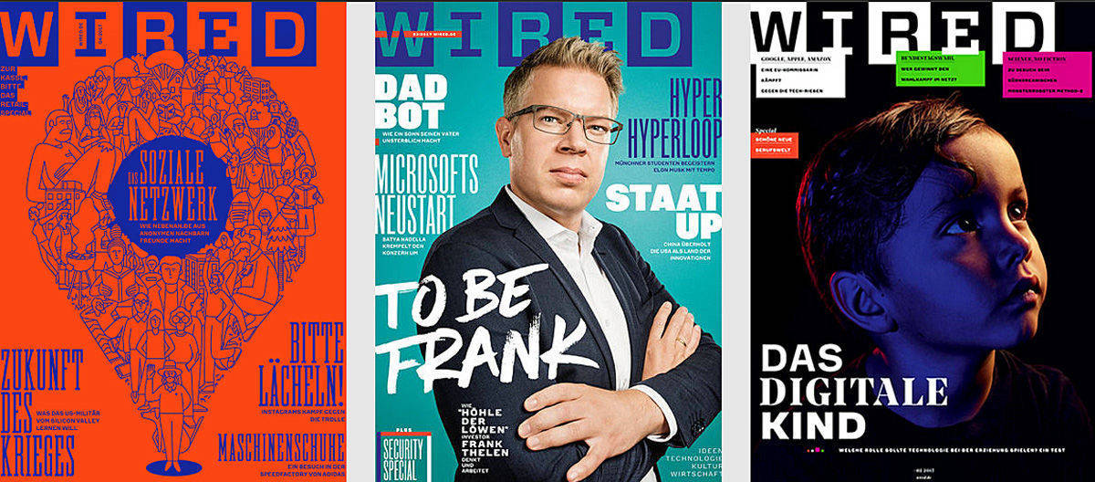 Die letzten drei Printausgaben des Quartalsheftes Wired.
