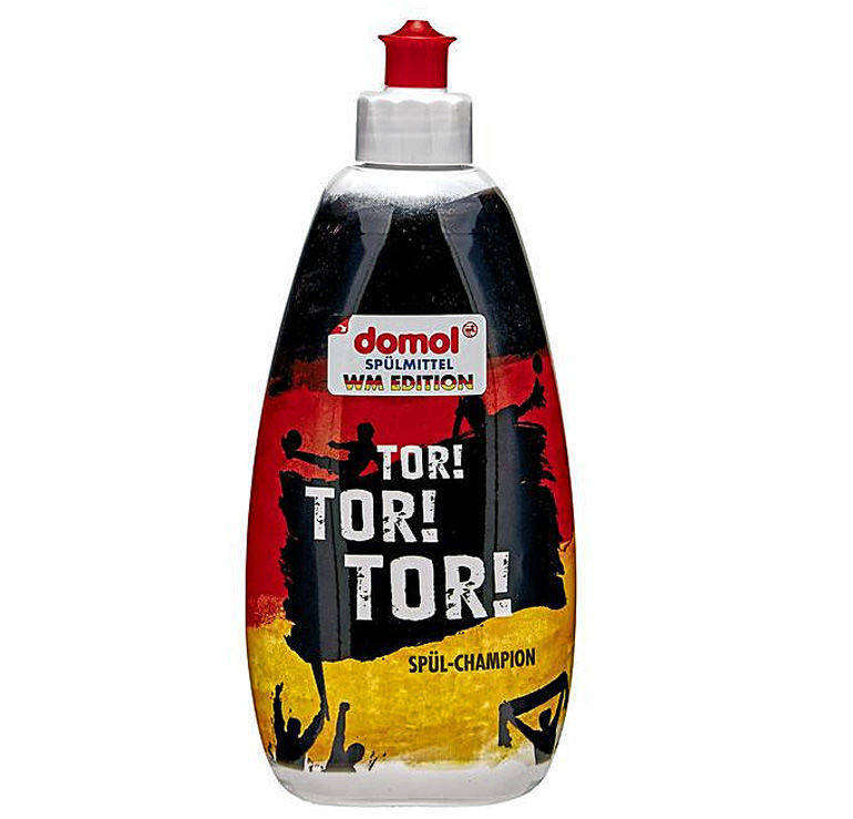 Die Rossmann-Marke Domol ruft den "Spülchampion" zur WM aus.