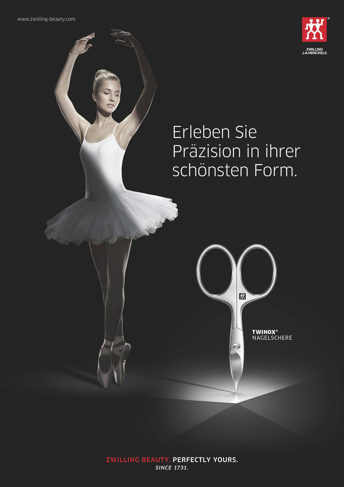 Die Ballerina als Key Visual für Zwilling Beauty