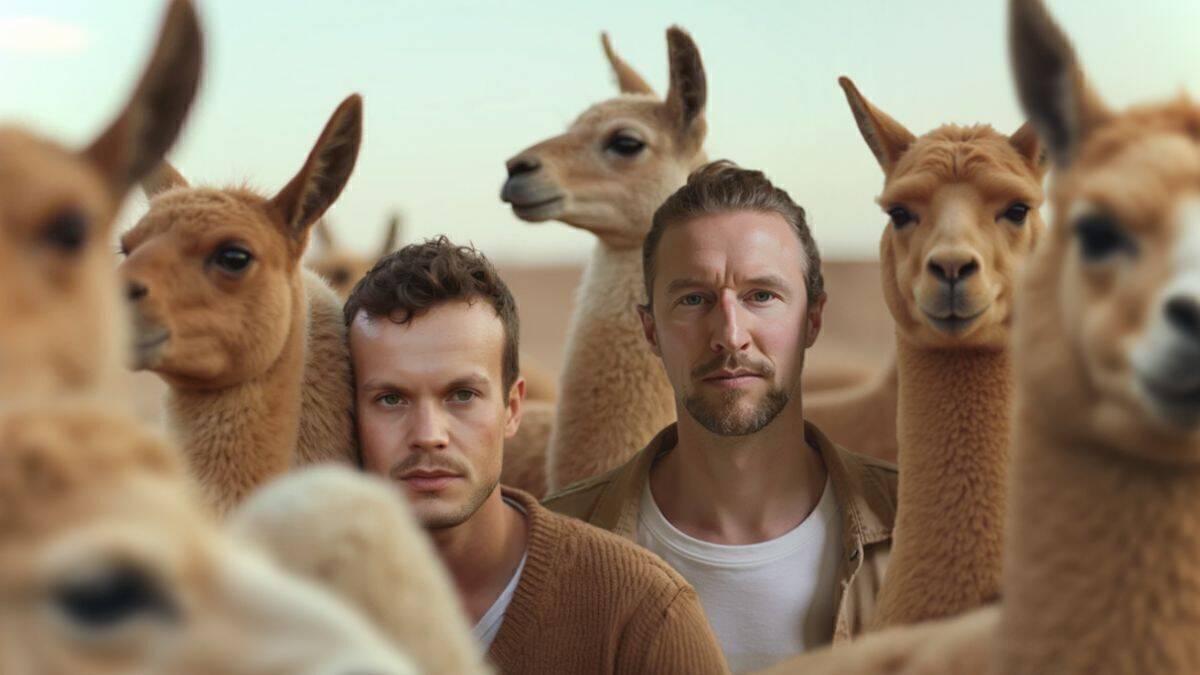 Julian Garcia (links) und Till Felber inmitten der namensgebenden Lamas.