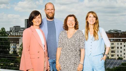 Teamfoto Scholz & Friends Düsseldorf (v.l.): Verena Menke, Marc Schlegel, Brigitte Fuchs, Isabel Lapp