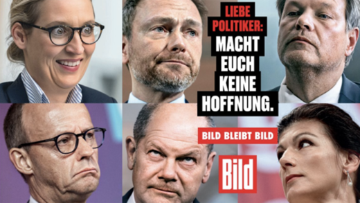 Die neue Kampagne der Bild nimmt zunächst mal die Politiker ins Visier.