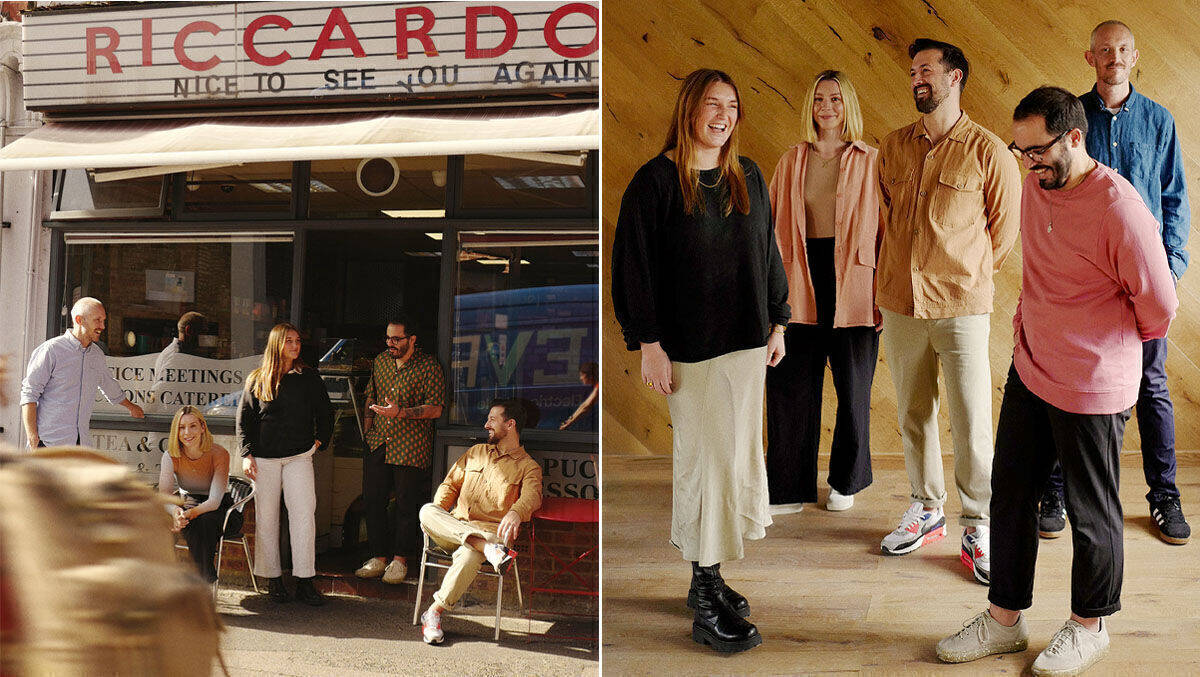 Das Londoner Team v.l.n.r.: Project Manager Sophie Auket, Strategy Director Rose Walker-Taylor, die beiden Managing Creative Partners Charlie Hurst und Marcos Gemal, sowie Managing Director Rob Conibear.