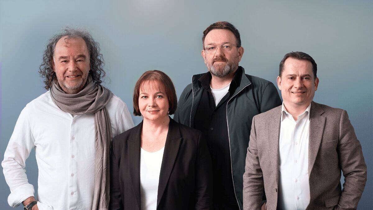 Von links nach rechts: Stefan Ehgartner, Head of Corporate Marketing, Katja Schramm, Head of Corporate Communications, Michael Reuter, Head of Digital, Dr. Roland Heintze, Geschäftsführer