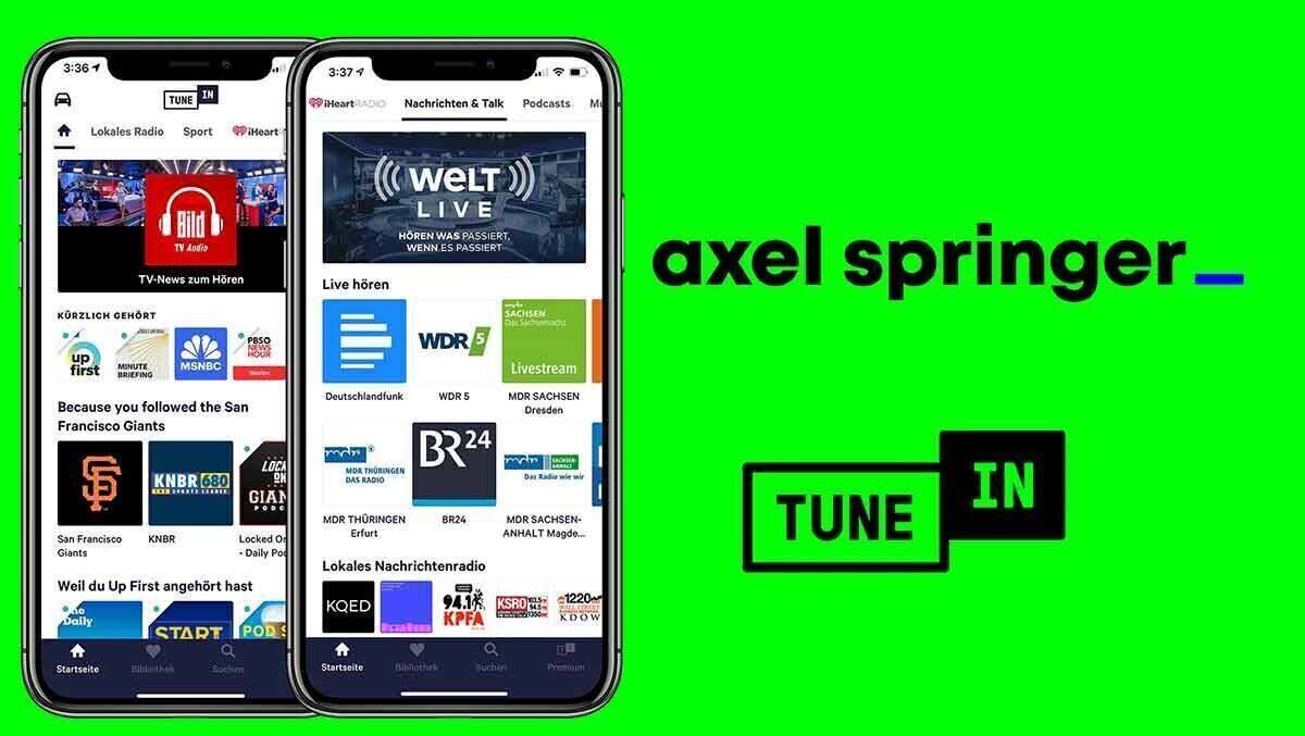 Axel Springer und TuneIn gehen eine Partnerschaft ein und bringen die TV-Sender in einen Audio-Stream.