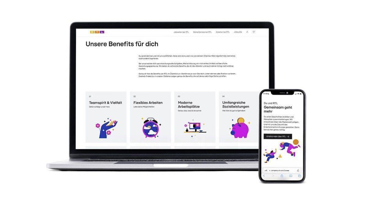 Das Interface der neuen RTL-Karriereplattform.