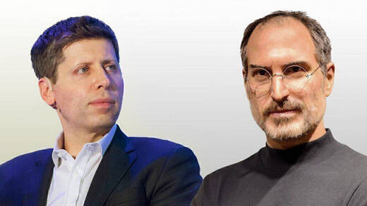 Sam Altman, OpenAI, und Steve Jobs, Apple: zwei legendäre Unternehmensgründer. 