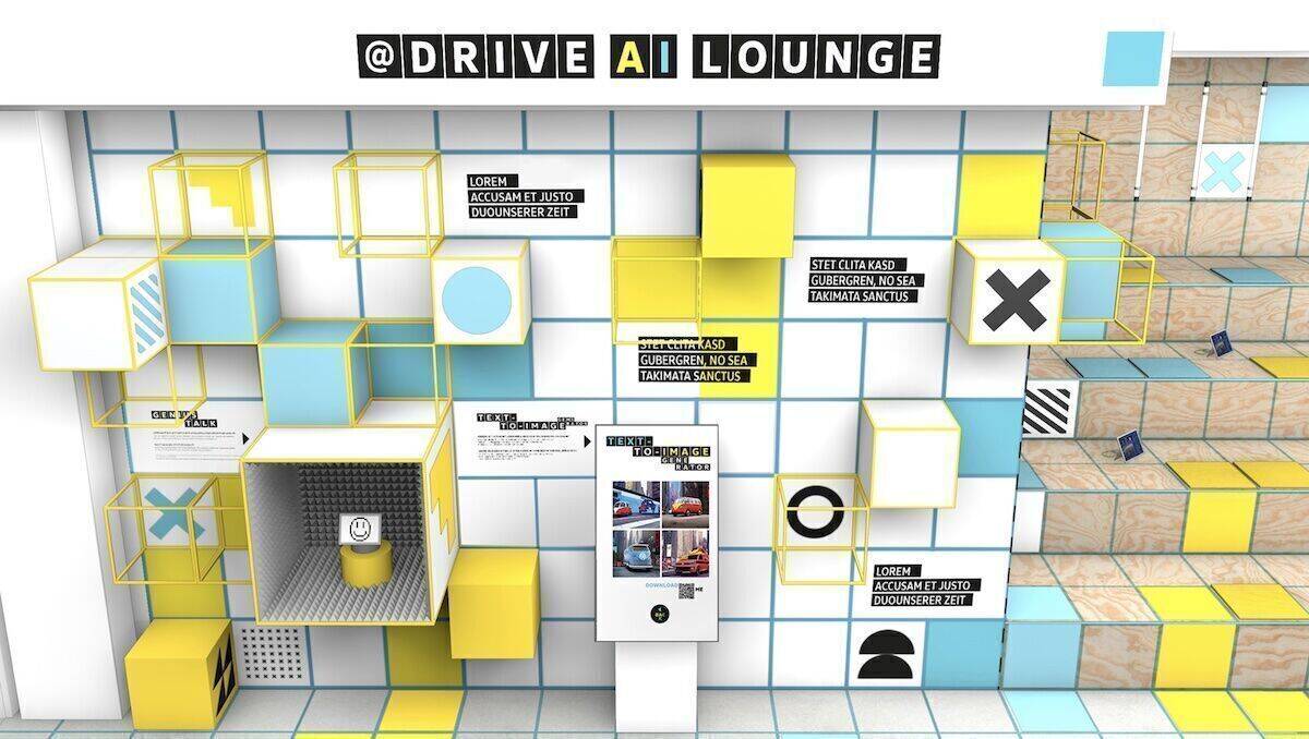 Die AI Lounge im Drive.Volkswagen Group Forum. Hier wird die Veranstaltung stattfinden.