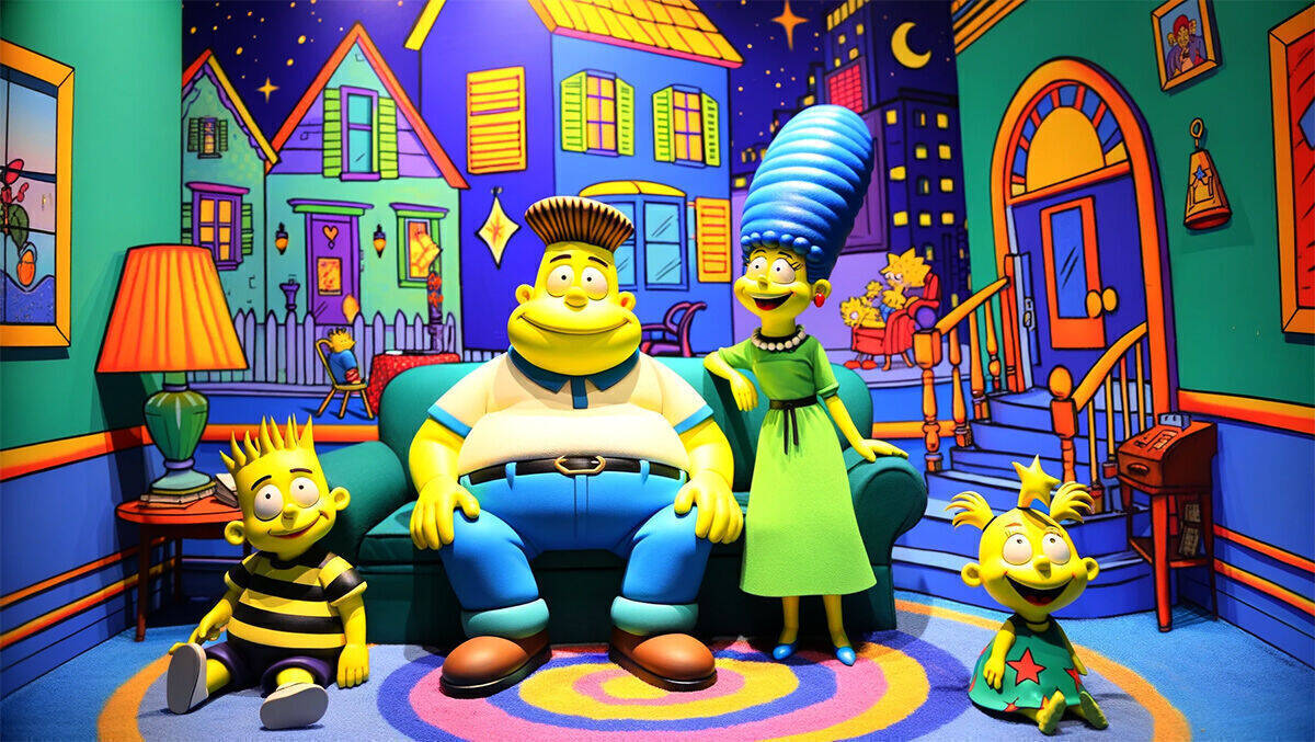 Ohne die Simpsons überhaupt zu nennen, erzeugt Dall-E3 mit einem kurzen Textbefehl solche Motive.