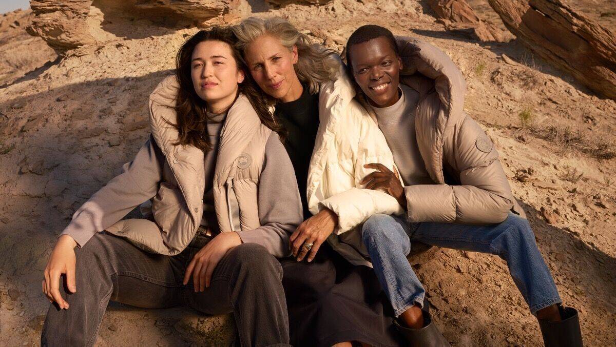 Die drei Canada-Goose-Musen v.l.n.r.: Kimberly Newell, Sophie Darlington und Sheila Atim.