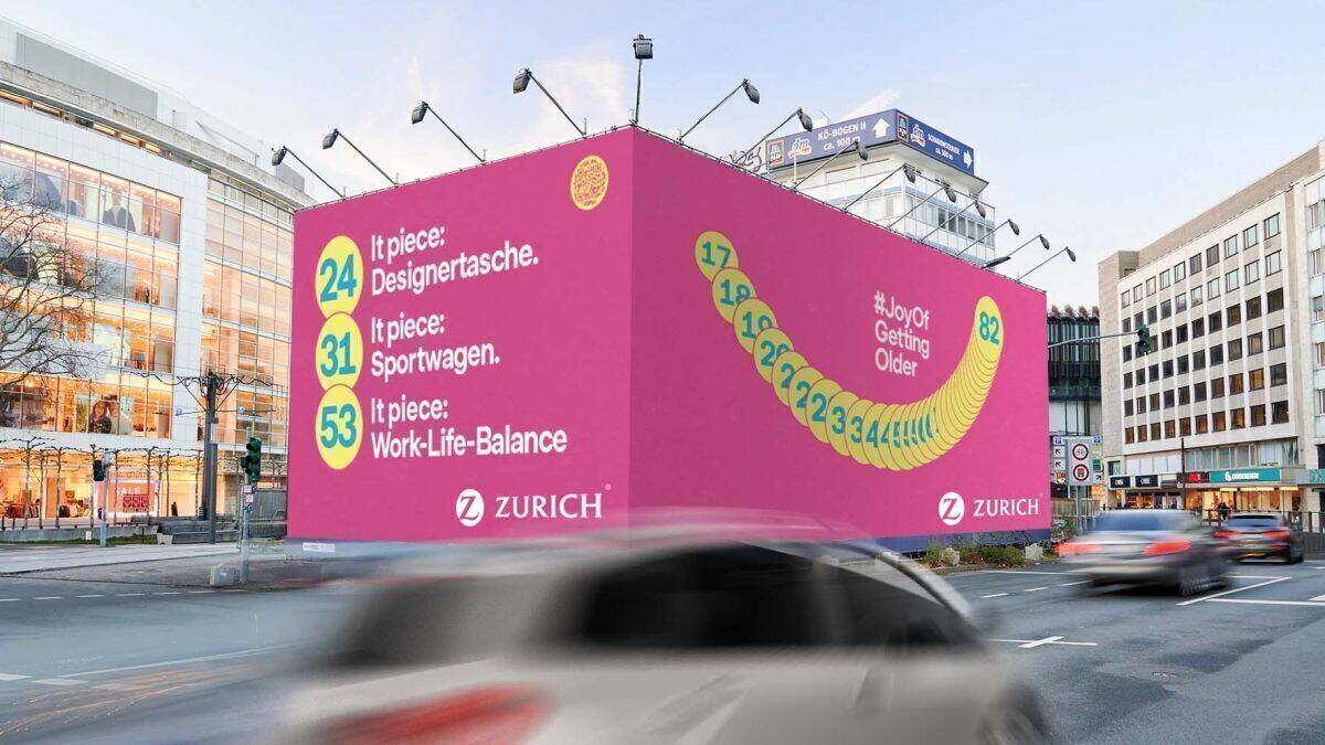 Bunt und poppig kommt die neue Zurich-Kampagne daher.