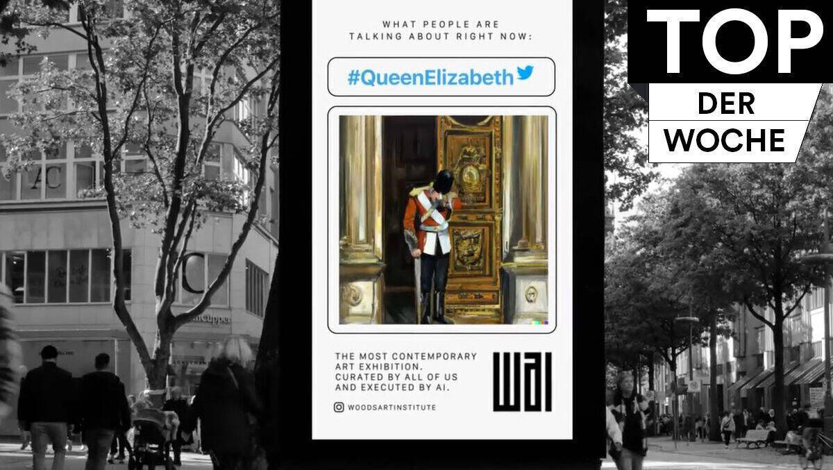 Der Tod der Queen - als wichtigste Thema auf Twitter von KI bildhaft ungesetzt.