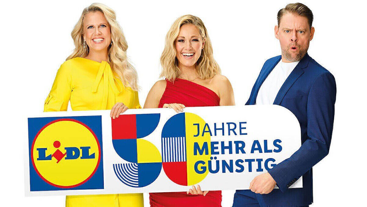 Barbara Schöneberger, Helene Fischer und Max Giermann feiern 50 Jahre Lidl.