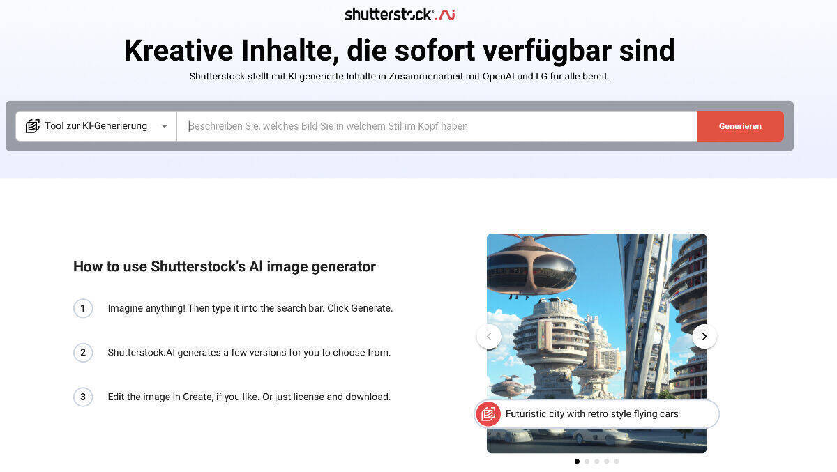Shutterstock launch eine Bilderzeugung auf KI-Basis