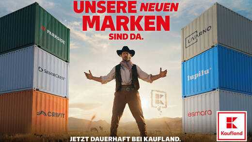 Mit einem Westernmotiv kündigt Kaufland die dauerhafte Integration der neuen Non-Food-Eigenmarken an.