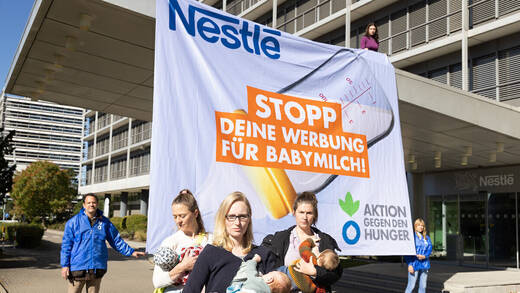 Protest vor dem Nestlé-Standort in Frankfurt.